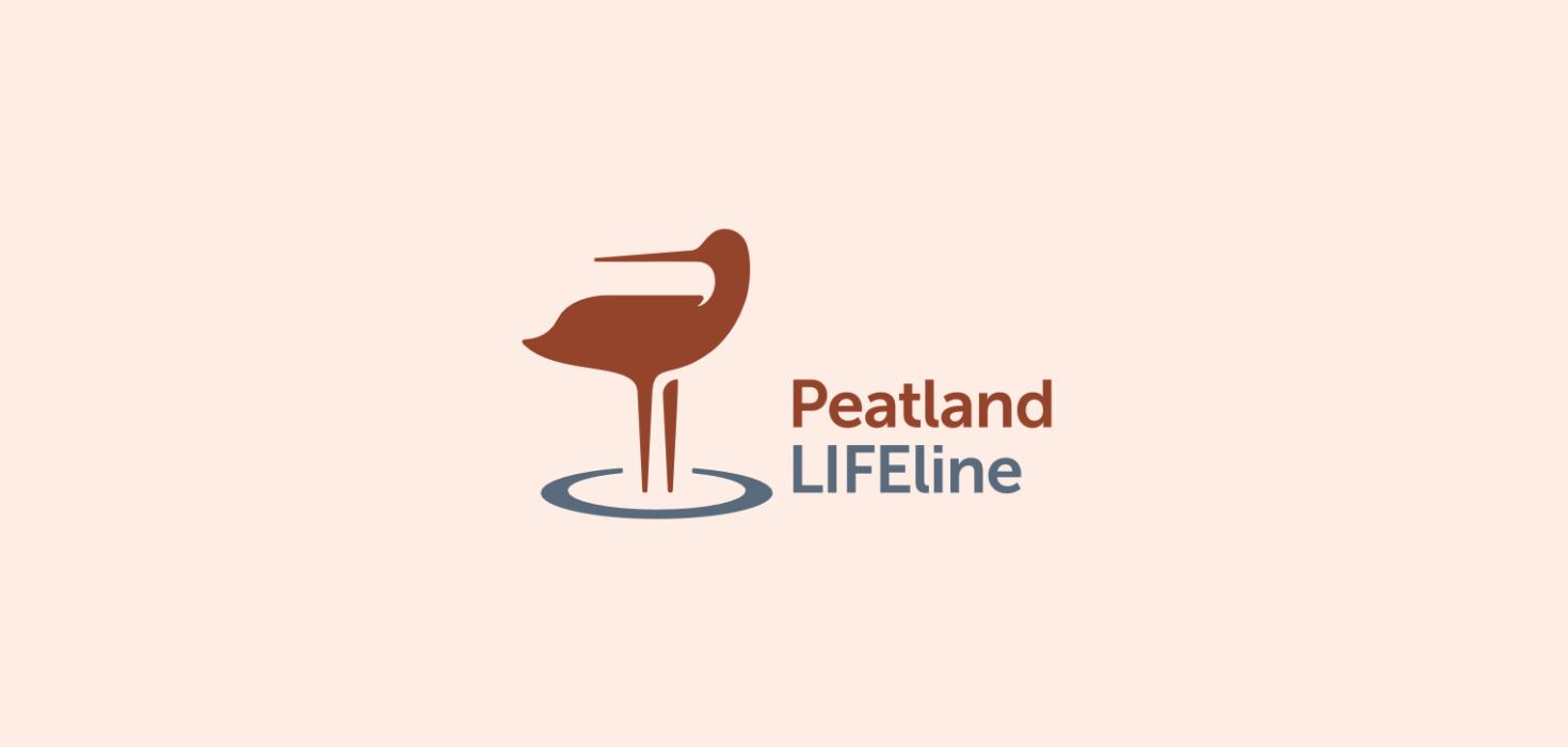 Lógó Peatland LIFEline-verkefnisins, hannað af Gunnari Karli Thoroddsen