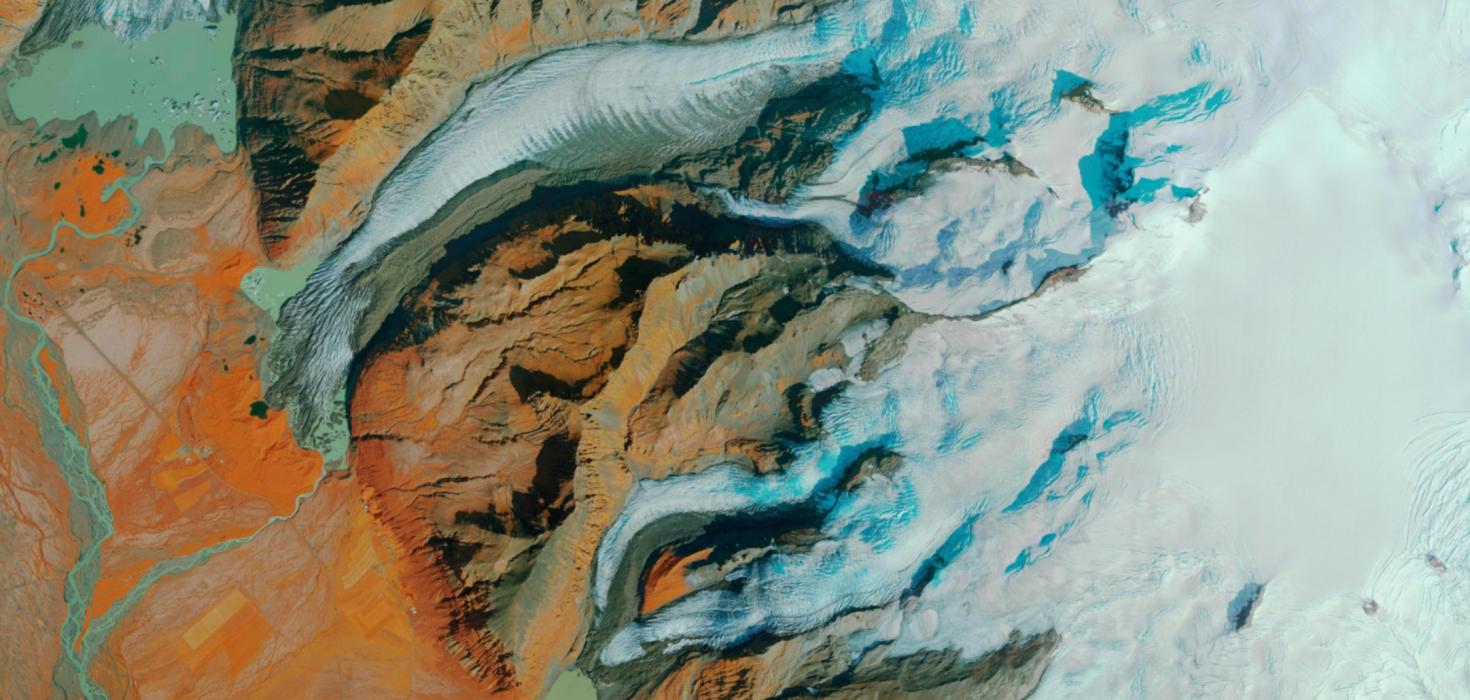 Innrauð loftmynd af Öræfajökli tekin í ágúst 2025