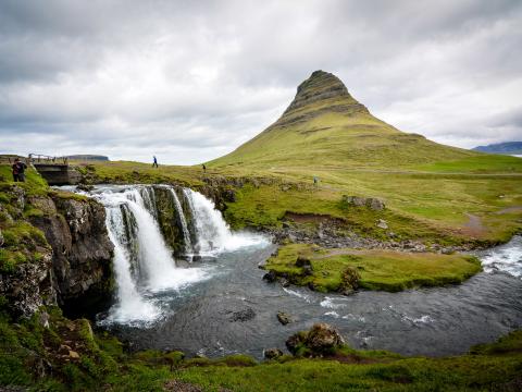 mountain and waterfall