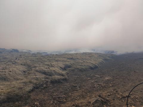 Mikill reykur var á gosstöðvunum.