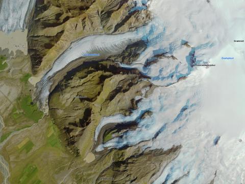 Loftmynd af Öræfajökli tekin í ágúst 2025