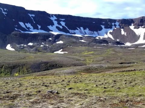 Skriðurdalur í Hörgárdal, þar sem sífreðin setlög fara hnignandi