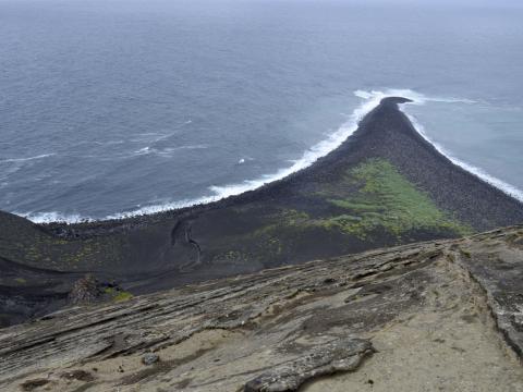 Tanginn á Surtsey 2021. Hann fer minnkandi með hverju ári.