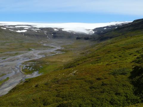 Leirufjarðarjökull, framhalupsjökull í norðvestanverðum Drangajökli 