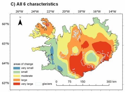 Kort sem sýnir breytingar á frostlausa tímabilinu (1951–2024)