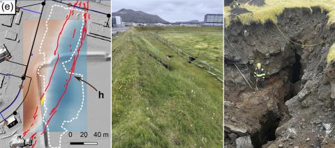 Samsett mynd fengin úr vísindagrein sem fjallar um segulmælingar á sprungum í Grindavík