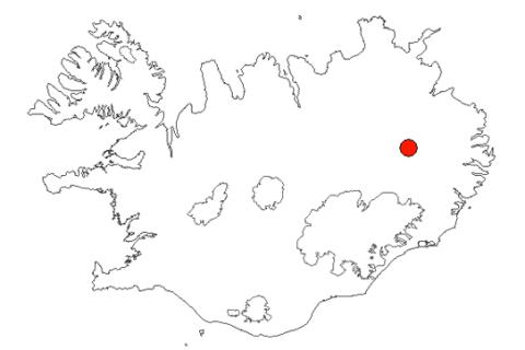 Jökuldalsheiði á Íslandskorti